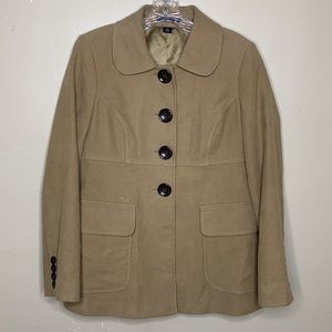 GAP Jacket Tan Oversized Brown Buttons Peter Pan Collar Career Casual Small